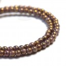 3mm Round Opaque Luster Gold/Smoky Topaz